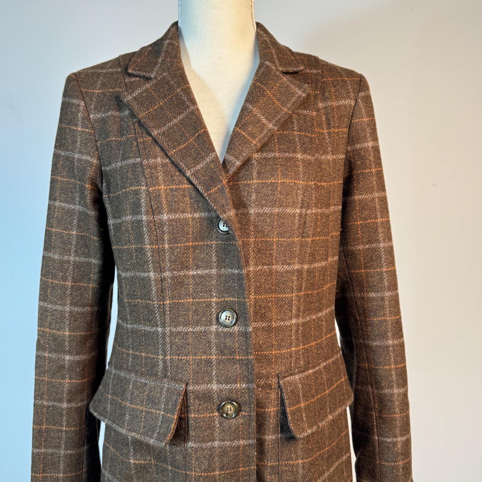 Peruvian Connection Plaid Blazer Jacket Brown Tan… - image 2
