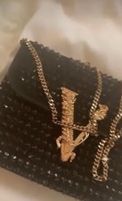 Versace Black Studded Medusa Small Shoulder Bag Gold Chain Strap Dust Bag