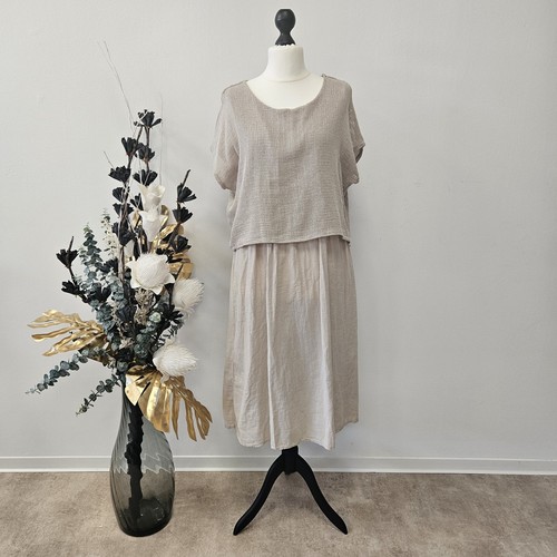 Italy Damen Kleid Hängerchen 2in1 mit Netzt Shirt 40-46 BOHO Lagenlook Mint - Bild 8 von 8