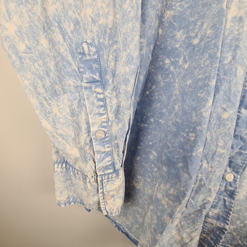 Zara Sky Blue Tie Dye Button Down Poplin Shirt Long Sleeve Size L Women's Style - Picture 3 of 8