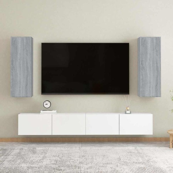 Tv-Schr?Nke 2 Stk. Grau Sonoma 30,5X30X90 Cm Holzwerkstoff-image