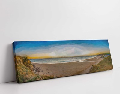 Watergate Bay, Cornwall. Gemäldeffekt, Panorama Leinwand Bild Druck