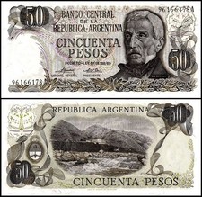 Argentina 50 Pesos, 1974-1975 ND, P-296a.2, UNC