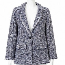 Chico's Tweed Fringe Blazer Jacket Women's Size 1 US Medium