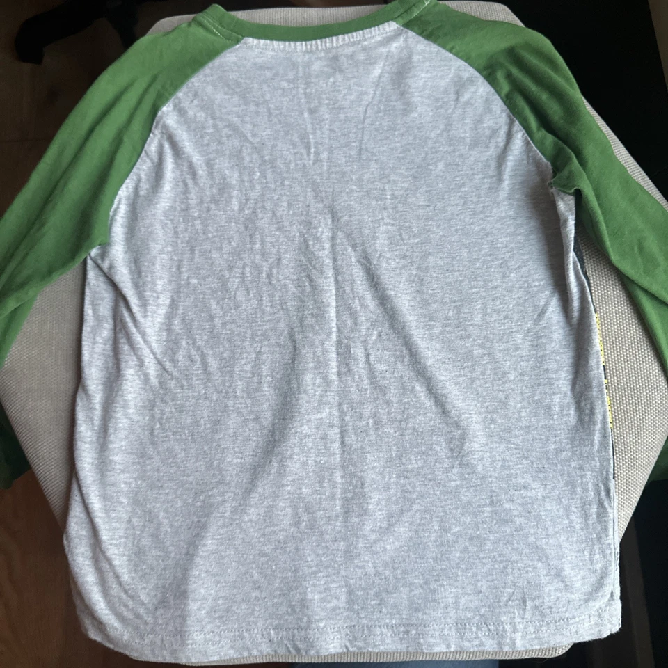 John Deere Boys Size 7 Long Sleeve Shirt Gray Green And Yellow - Image 4 of 4