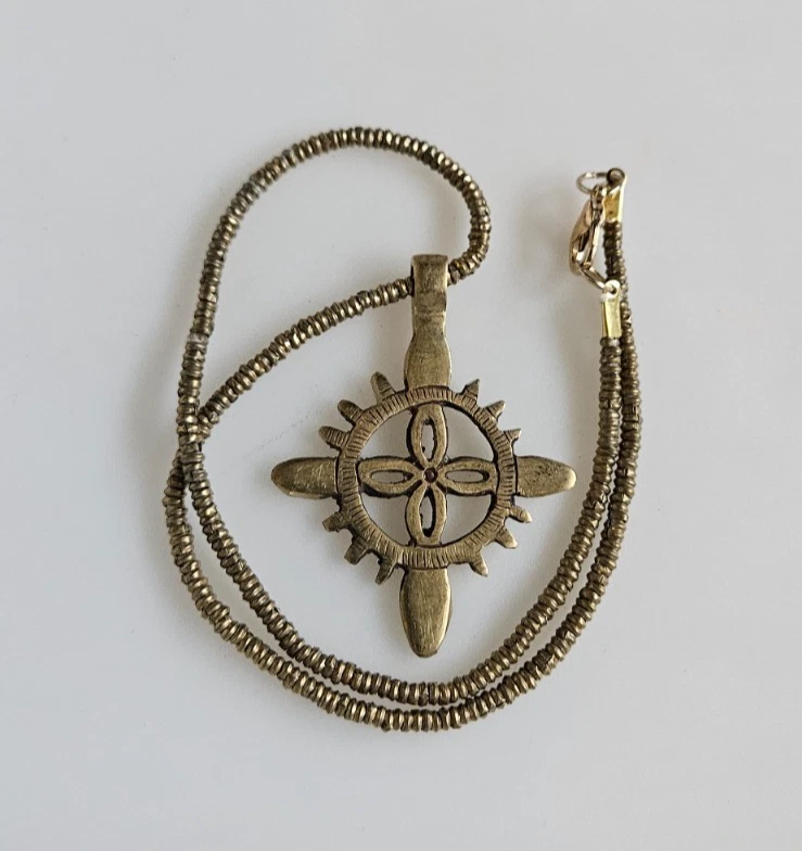 Ethiopian Cross Pendant Necklace - Silver Plated Brass Chain, Cultural Jewelry Gift - View #11