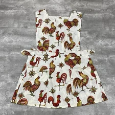 vintage 60s handmade apron pinafore Rooster AOP wind weather vane farm country