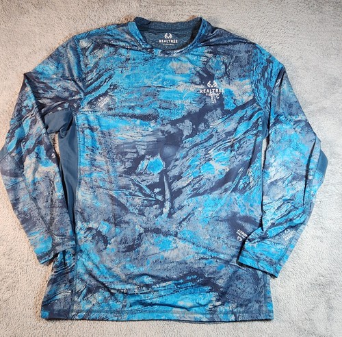 Realtree Men's Fishing Performance Long Sleeve Shirt Size XL Blue Camo - Picture 1 of 7