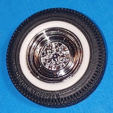 4 Chrome Reversed Rim Wheels N Wide White Wall Tires - Model Car Kit Parts Lot