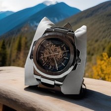 LONGLUX, Skeleton silver and blue, automatic,43mm Case,8057, Water ResistantMens