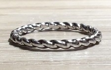 Vintage Sterling Silver Thin Twisted Eternity Band Ring, Size 6, 1.3g