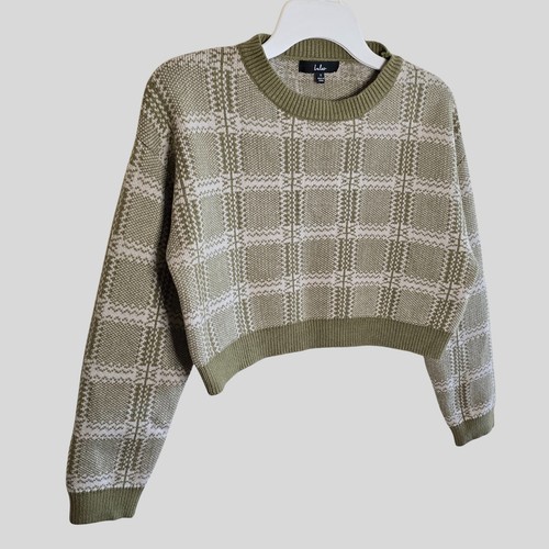 Lulus Best Match Green Plaid Two-Piece Long Sleeve Sweater Dress Womens Small - Picture 8 of 22