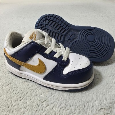 Nike Dunk Low Toddler 7C Navy White Gold FB9107-111 Sneakers