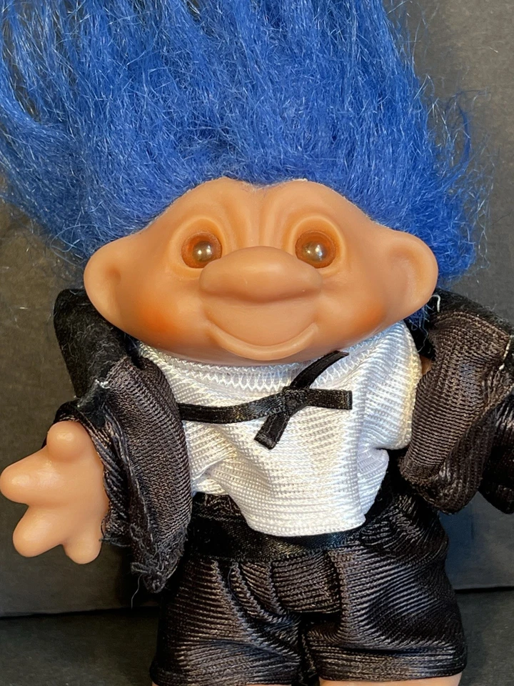 Vintage 1986 Norfin Troll Doll By Dam 5in Red Hair Mermaid & Groom Blue Hair Lot - Image 4 of 4