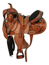 WILDRACE Premium Western Leather Barrel Racing Horse Saddle Suede Seat