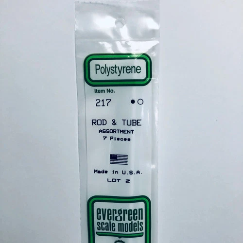 Evergreen 217 Styrene Plastic Rod & Tube Assortment 14" (7)