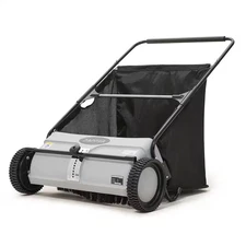 Walk-Behind Outdoor Hand Push Lawn Sweeper 7 Cu. Ft. Hopper Bag and 26 In. Sweep