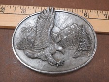 VTG Belt Buckle 1986 Siskiyou Eagle Mountains America Freedom Made in USA