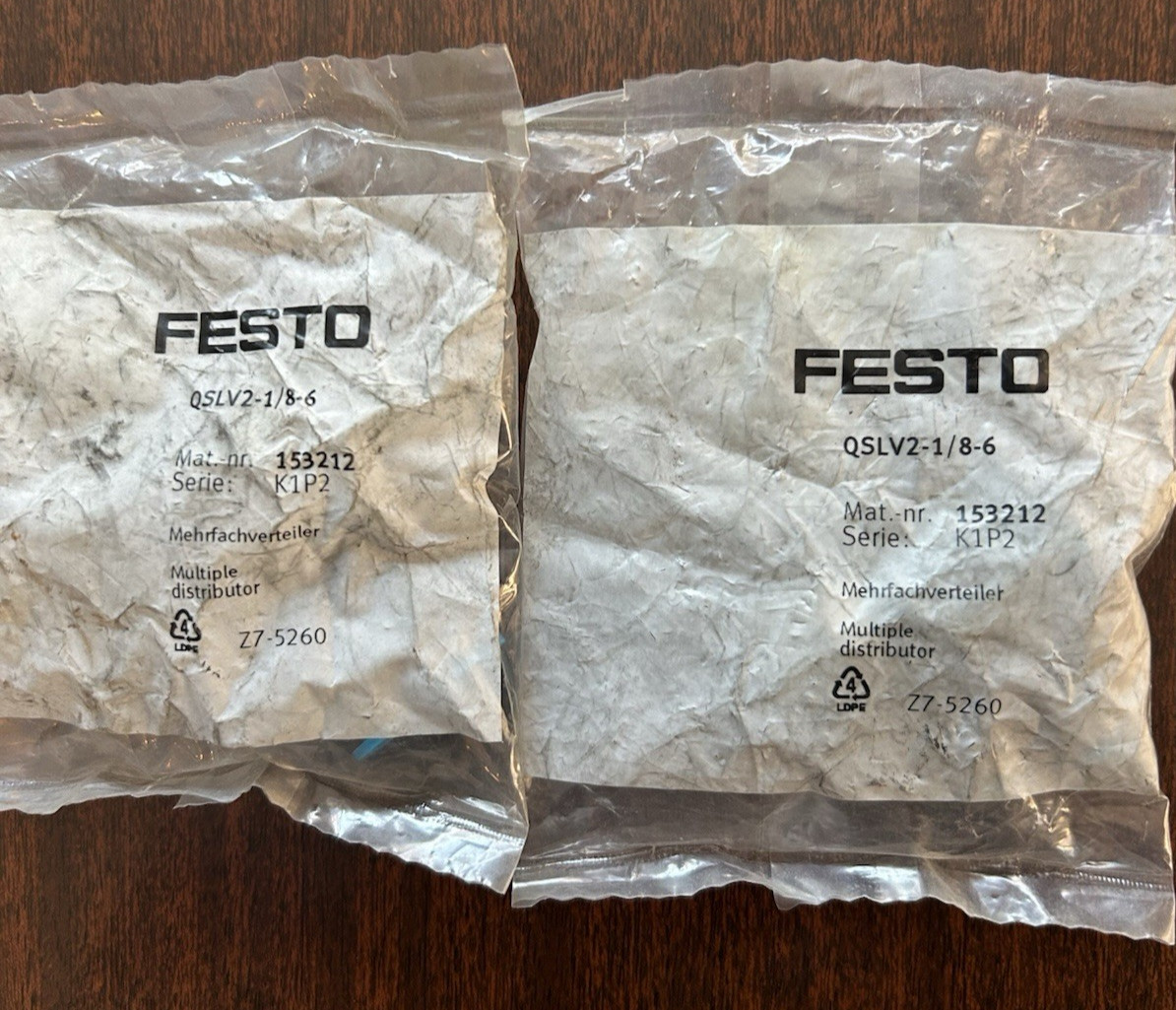 FESTO QSLV2-1/8-6 , NEW In original sealed package (lot of 2)