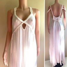 ASOS White L XL Goddess Maxi Dress White Cotton Straps Bra Top Low Tie Back