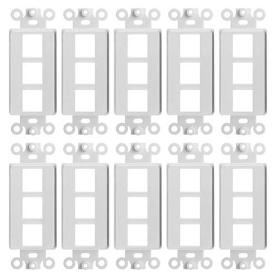 10 Pack | 3 Port Decorator Wall Plate for Keystone Insert Jacks Single Gang   Wh