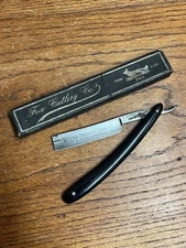 Vintage Columbia Cutlery Co. Straight Razor for Restoration w/ Box Black Handle