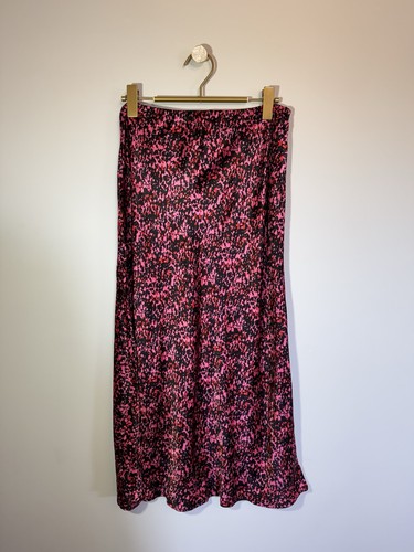Next Pink Red And Black Elasticated Waist Jersey Fabric Midi Skirt UK 12 - Picture 3 of 6