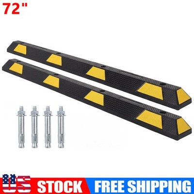 2PCS Rubber Parking Curb 72'' Parking Stopper for Vehicles Truck Driveway 55000LB