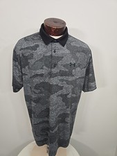 Under Armour Mens XL Gray Black White Camo Short Sleeve Golf Polo Shirt