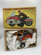 Daredevil Stunt Motorcycle Toy w/ Box 1960 Battery TN Nomura Japan Metal Rare
