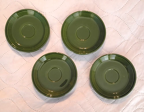 Vintage 1950's Fiestaware Forest Green Set of 4 Plates / Saucers 6" (1951-1959)