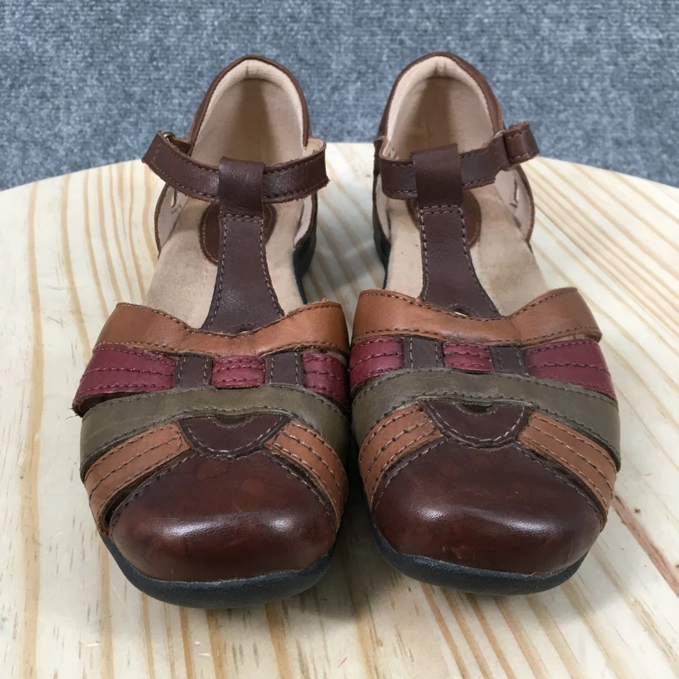 Earth Origins Sandals Womens 7 M Sheila T-Strap Flats Brown Multicolor Leather - image 4 of 4
