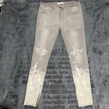 KDNK Skinny Jeans Mens 36 Grey Paint Splatter...