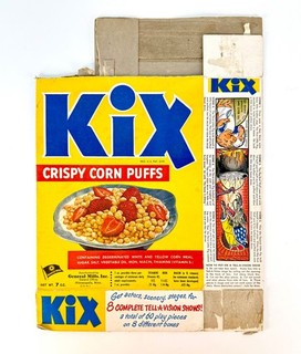 Vintage General Mills KIX Cereal Box Tell A Vision Three Little Pigs Cut out