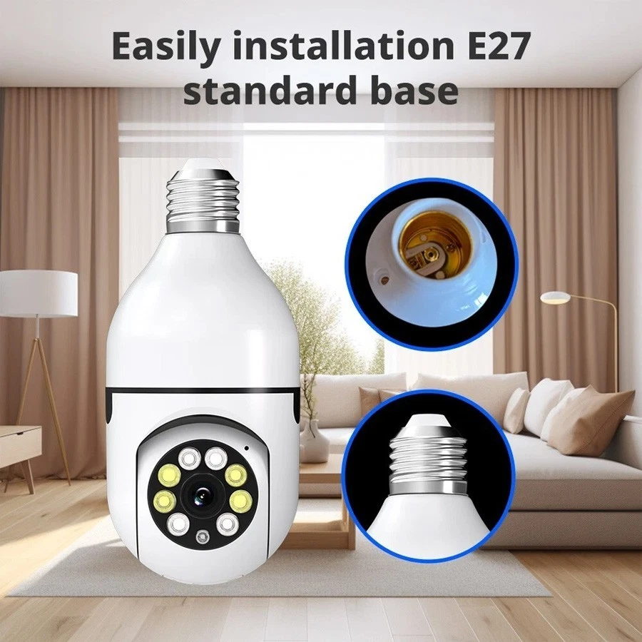 360° 1080P IP E27 Light Bulb Camera Wi-Fi IR Night Smart Home Wireless Security - Image 4 of 4