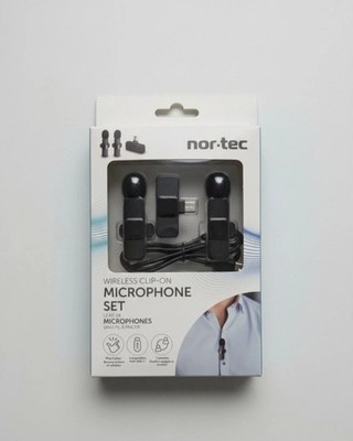 Nor-Tec Wireless Clip-on Microphone Set  2-Person USB-C Lavalier Mic for Android