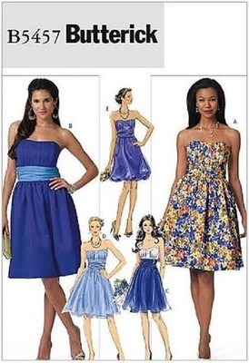 Butterick Sewing Pattern B5457 Misses Dress Strapless Party Prom Sizes 6-12 UC