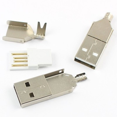5Pcs USB 2.0 Type A 4 Pin Male Three Types Plug Connector For Cable   *uq
