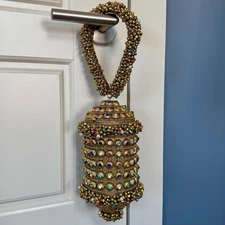 RAMLA Bling Bling Handmade Beaded & Jeweled Gold Evening Clutch Party Purse