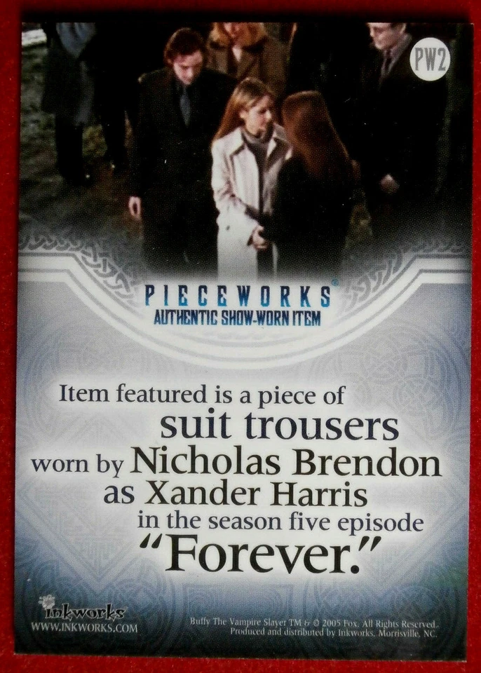 BUFFY THE VAMPIRE SLAYER - Authentic Show-Worn Costume Card - NICHOLAS BRENDON - Image 2 of 2
