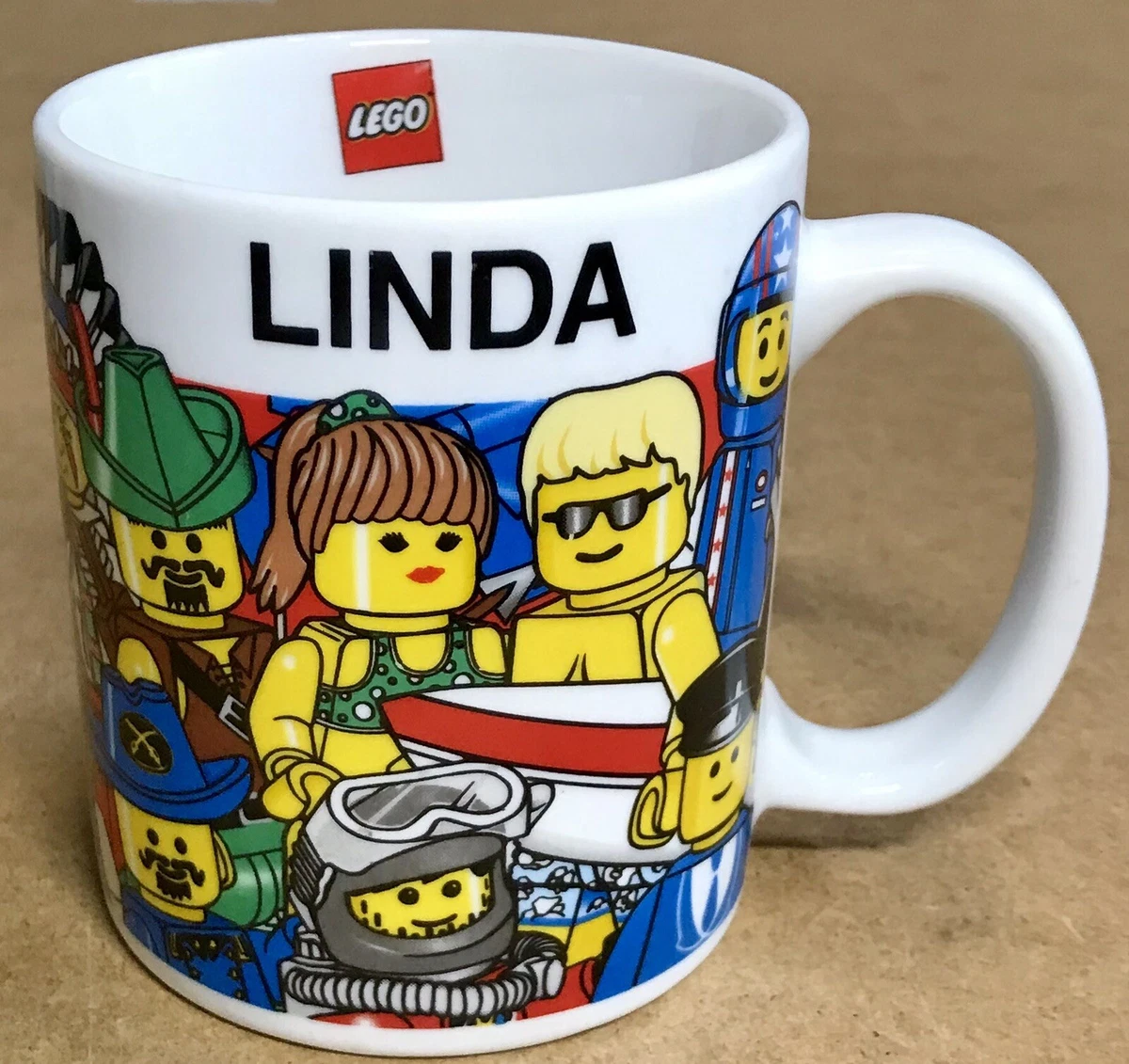 Vintage 1998 Lego “ LINDA “ Personalized Ceramic Coffee Mug Lego Characters  Logo