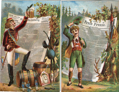 Oblaten scrap die cut chromo Litho Karten Zeitung Journal Presse Personen -8