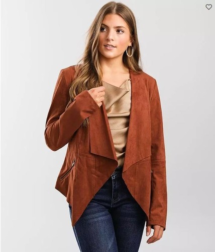 Neu mit Etikett Vigoss Kunstwildlederjacke Gr. 1X Taschentuch offene vordere Taschen verbrannt orange