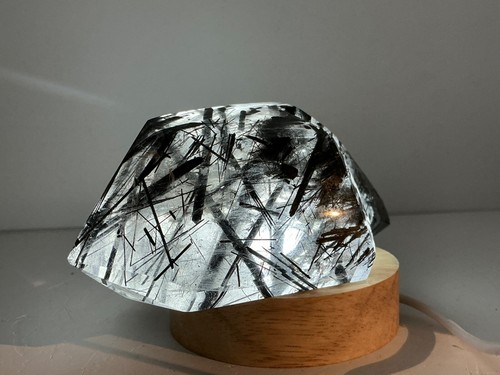 Rutilo Turmalina Cuarzo Negro Cuarzo Rutilado Cristal 589g Base de Luz - Imagen 5 de 13