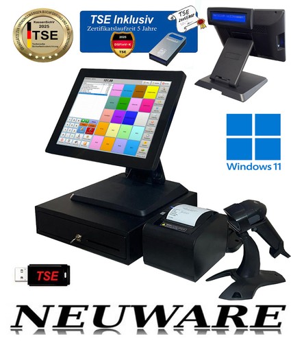 ALL IN ONE KASSE EINZELHANDEL KIOSK ,GETRÄNKEMARKT,ÄNDERUNGSCHNEIDEREI+ TSE NEU - Bild 1 von 13