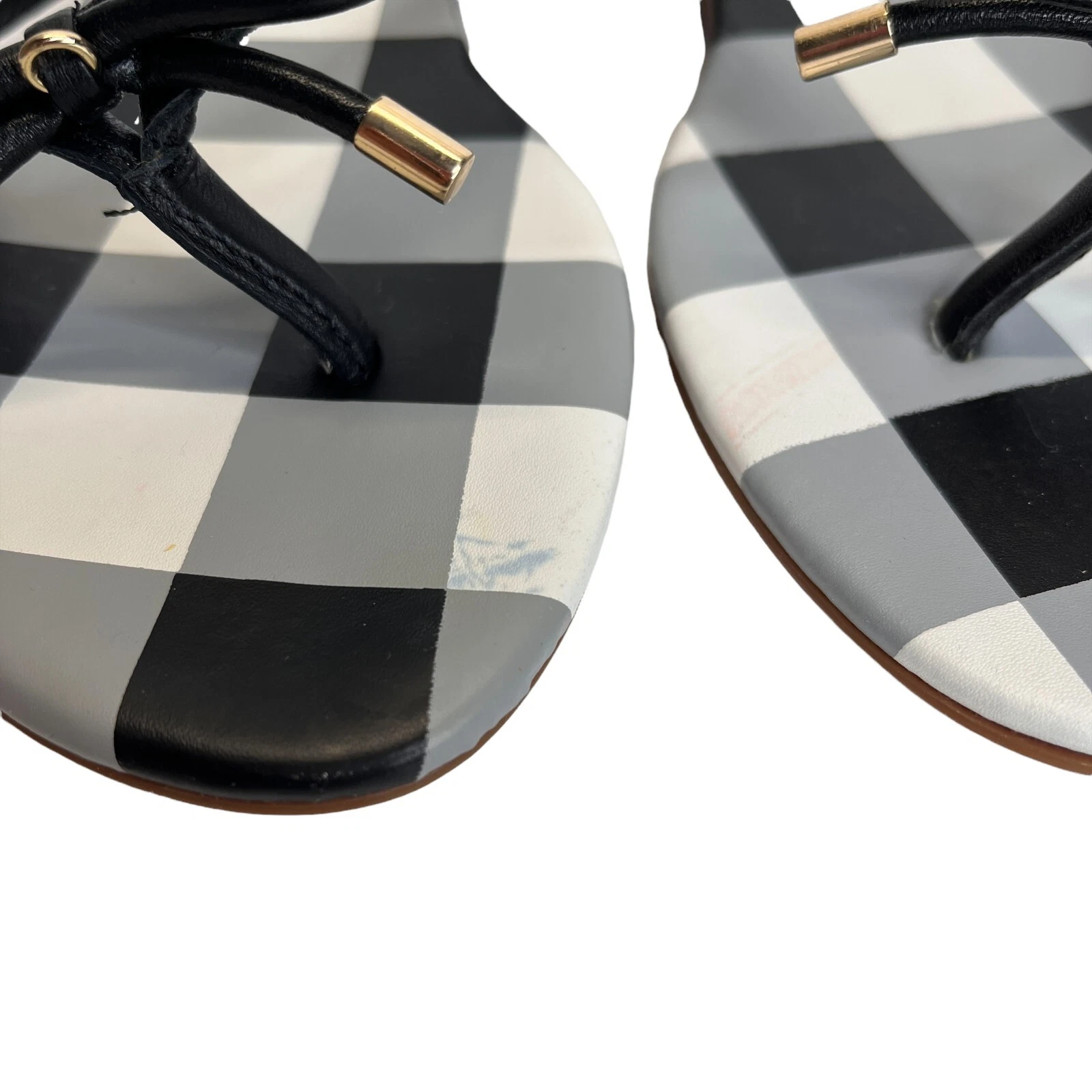 Kate Spade sandalo donna nero check nappa pelle fiocco mistico cinturino a T taglia 7 5