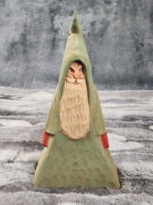 Triangle Santa Christmas Santa Figurine Wood Hand Painted Triangle Rustic Holiday ...