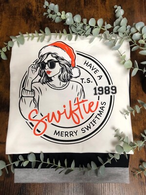 T-Shirt Merry SWIFTMAS Popstar Sänger Vinyl Wärmeübertragung bedruckt Spaß Neuheit