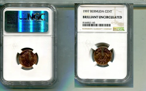 1997 BERMUDA PIG CENT NGC BRLLIANT UNCIRCULATED 9285S
