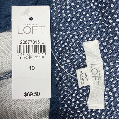 Ann Taylor Loft Navy Blue White Polka Dot Cropped Riviera Capri Pants Size 10 - Picture 3 of 6